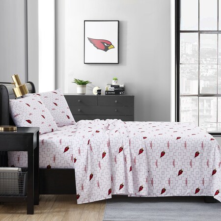 Logo Brands Arizona Cardinals Scatter Bedding Sheet Set Queen 601-BSSQ-B3